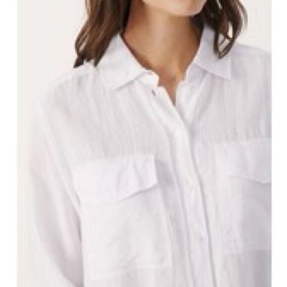 Acoa Tops - Acoa White Linen Button Down Shirt
